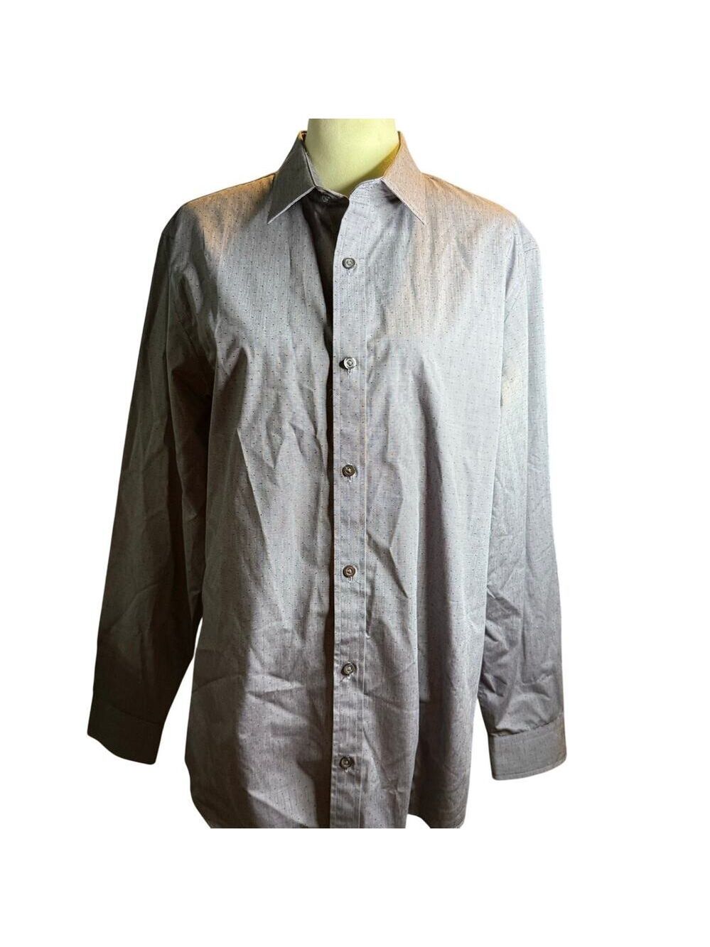 Banana Republic Non-Iron Slim Fit Dress Shirt, Gray Micro Dot, Men's Large